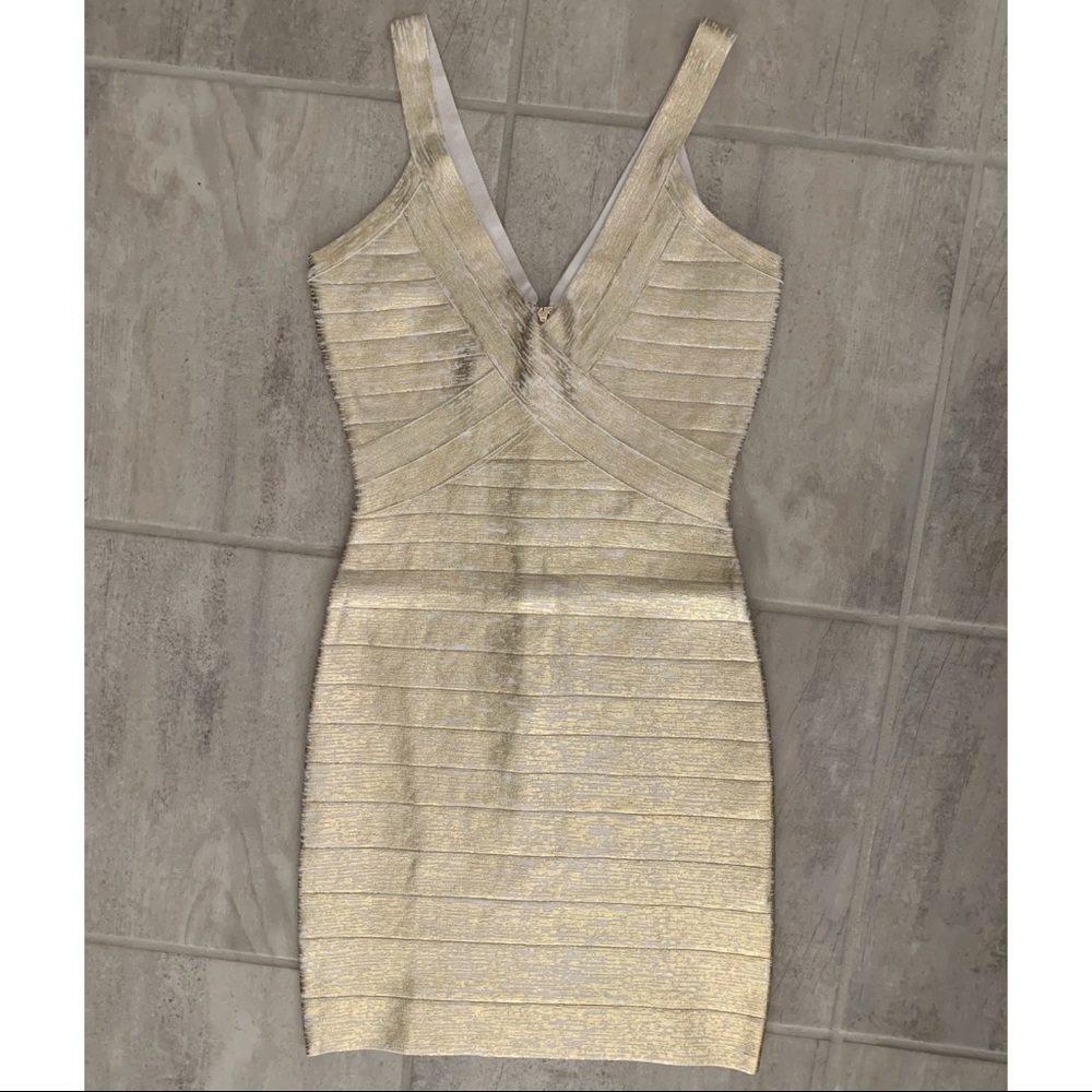 Stunning champagne BEBE dress